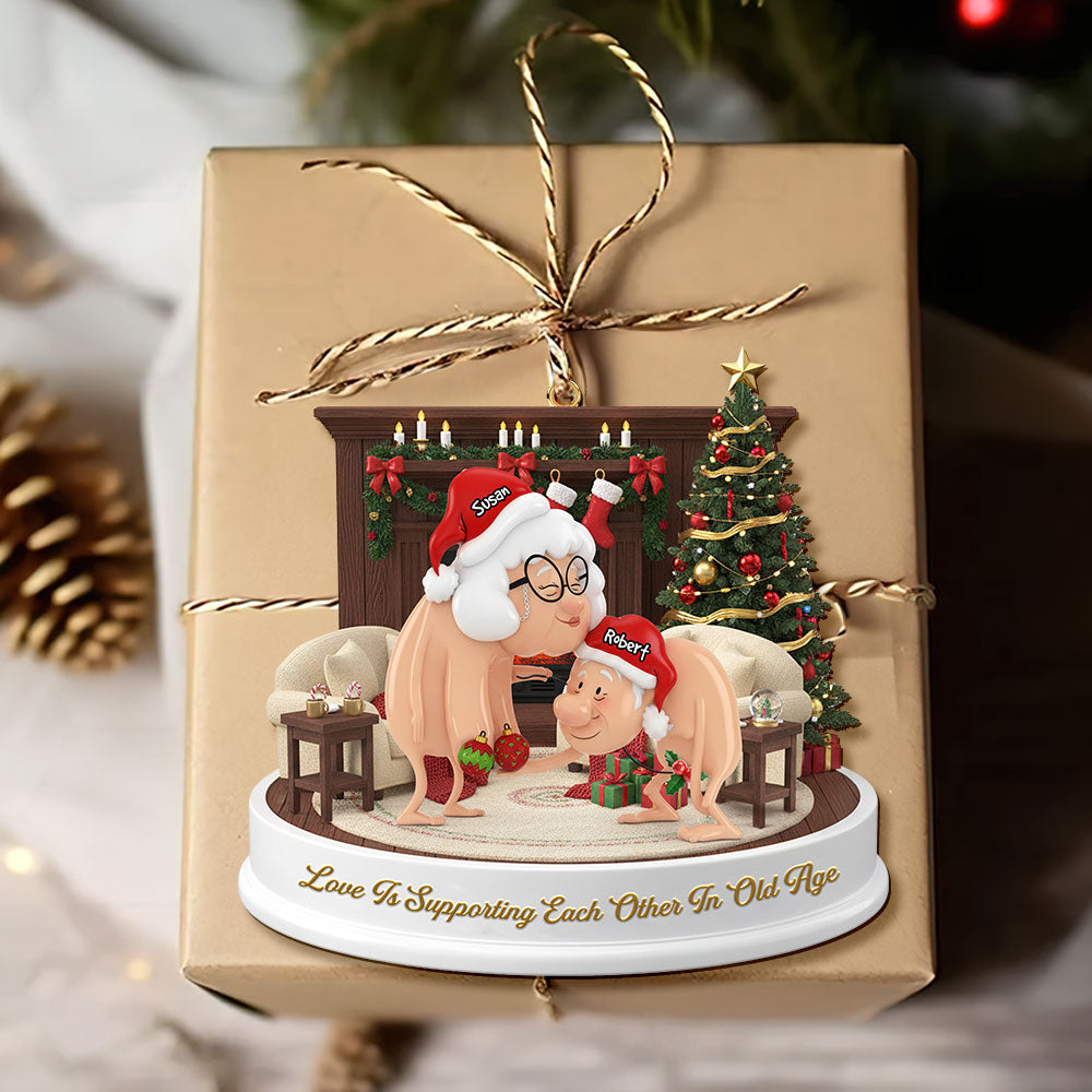 Funny Old Couple Ornament - Personalized Gifts For Couple Christmas Ornament 06NATI231025-Homacus