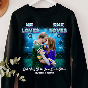 Custom Photo Gifts For Couple Shirt 04HUTI110124 Kissing Football Couple-Homacus