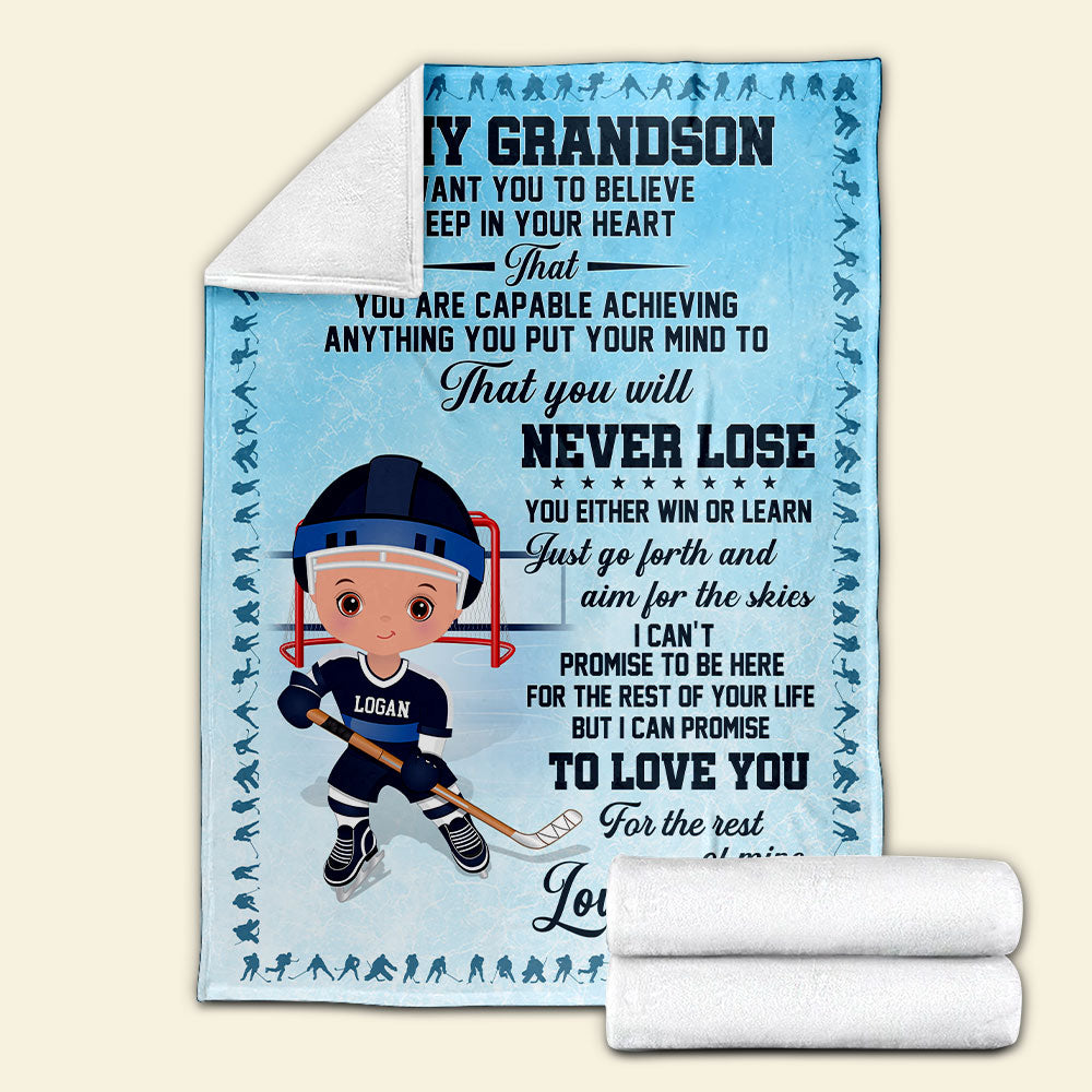 Gift For Kid, Personalized Blanket, Hockey Kid Blanket-Homacus