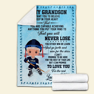 Gift For Kid, Personalized Blanket, Hockey Kid Blanket-Homacus