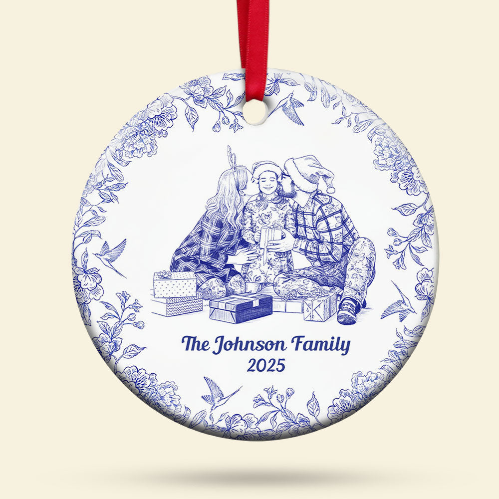 Toile De Jouy Family Ornament, Custom Photo Gifts For Family 03qhti150925-Homacus
