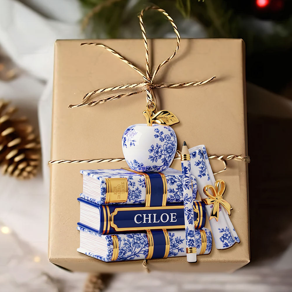 Teacher Toile de Jouy Acrylic Custom Shape Acrylic Ornament - Personalized Gifts For Teacher Christmas Ornament 01PGTI221025