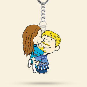 Couple Keychain - Hugging Couple - Personalized Gifts For Couple-Homacus