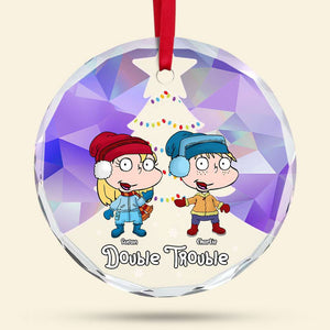 Personalized Gifts For Family Crystal Ornament, Cute Mischievous Kids Double Trouble 04QHTI291024HG-Homacus