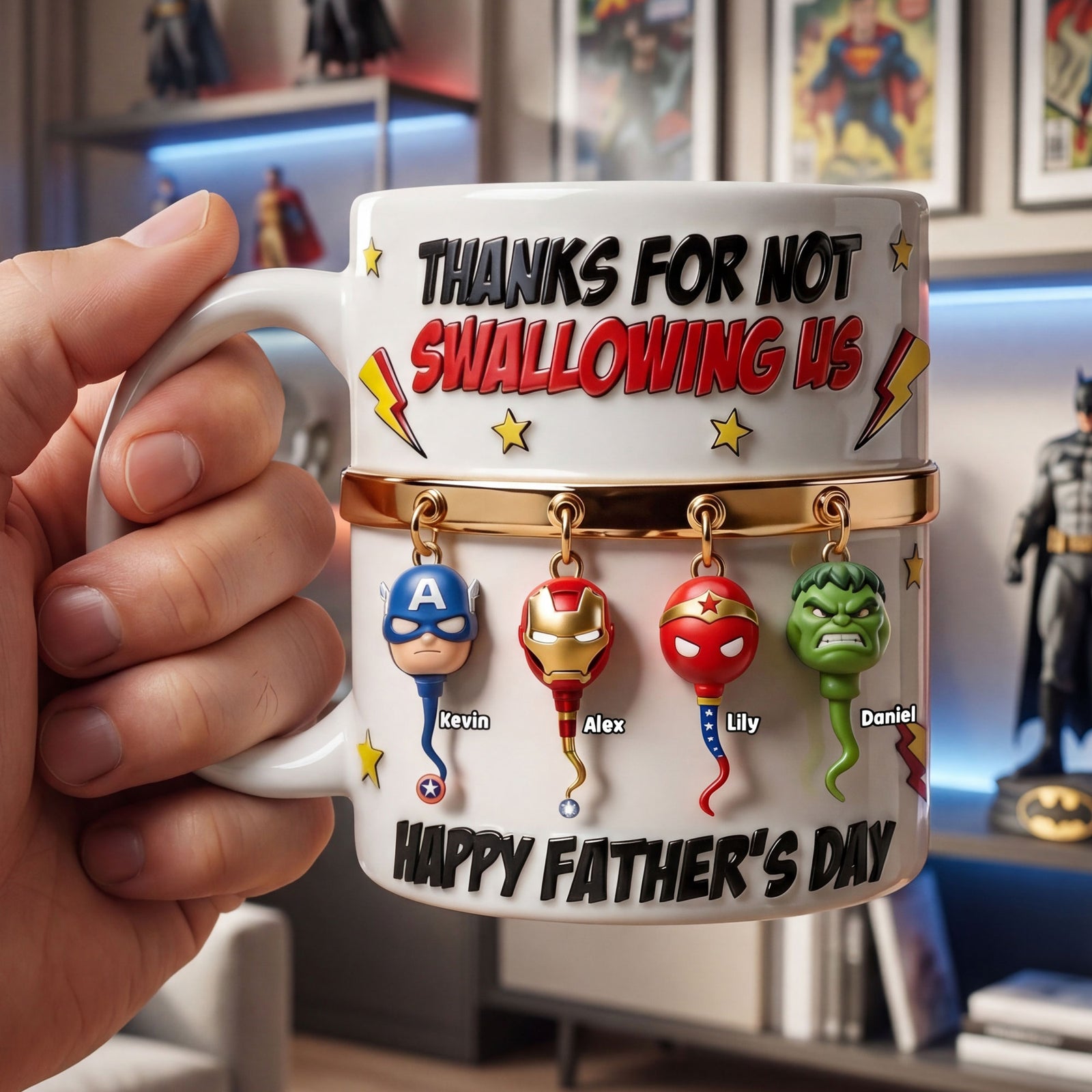 Funny Hero Squad Dad White Mug - Personalized Gift For Dads 02OHTI070526-Homacus
