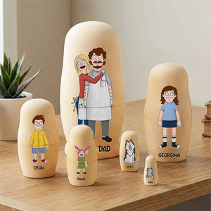 Quirky Family Wooden Nesting Dolls - Personalized Father's Day Gifts 041qhhu090426-Homacus