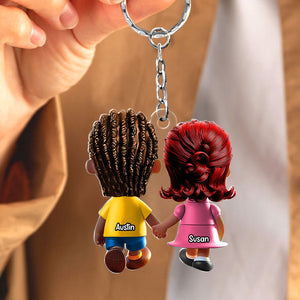 Personalized Gifts For Couple Keychain Cartoon Couple Backview 03OHTI191224-Homacus