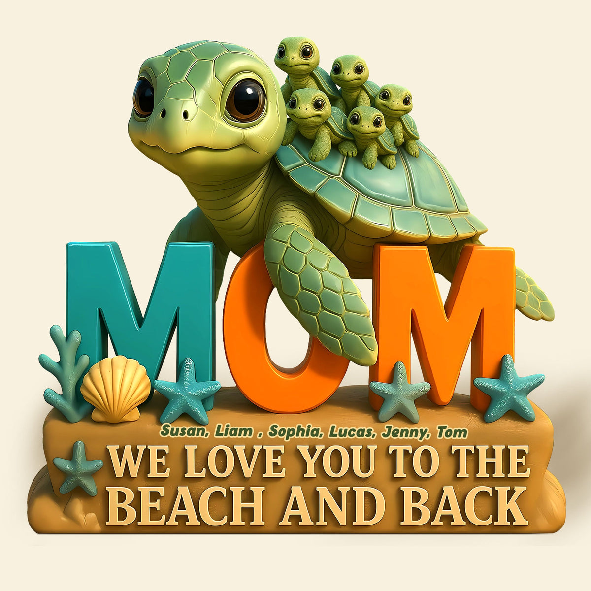 Turtle Mom Plaque - Personalized Gifts For Mother 05TGTI150425-Homacus