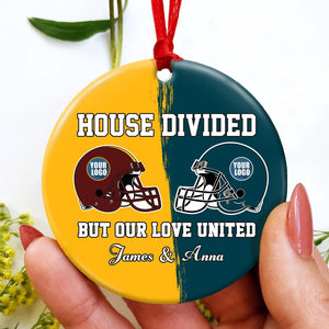 Football House Divided Ornament - Custom Team Logo Gifts For Family Football Fans-Homacus