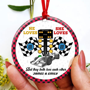 Personalized Gifts For Couple Christmas Ornament 02huti061023 Racing Fans-Homacus