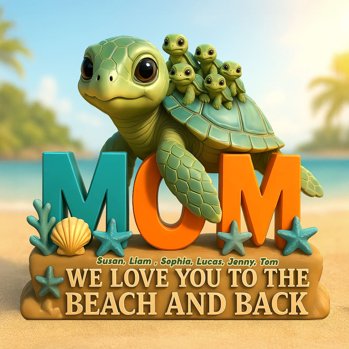 Turtle Mom Plaque - Personalized Gifts For Mother 05TGTI150425-Homacus