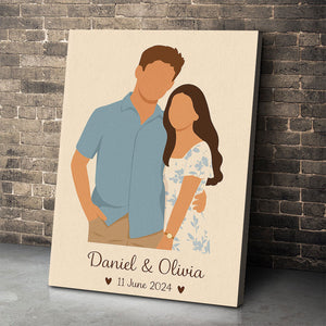 Modern Minimalism Couple Canvas Print - Custom Photo Gifts For Couple 01pgti110825-Homacus