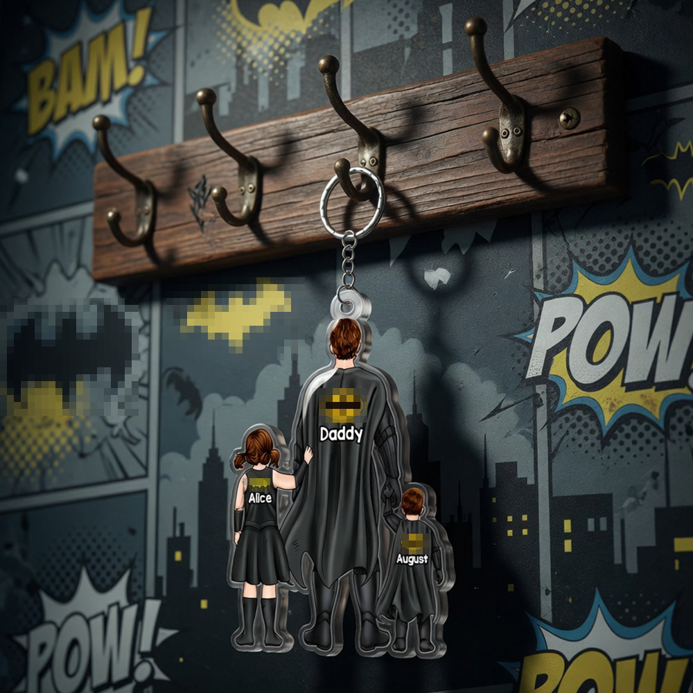 Power Dad And His Sidekicks - Personalized Gifts For Dad Keychain 071qhhu020525pa-Homacus