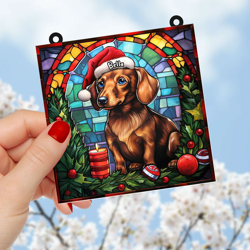 Personalized Christmas Gifts For Dog Lovers Suncatcher Ornament Dachshund 01huti100924-Homacus