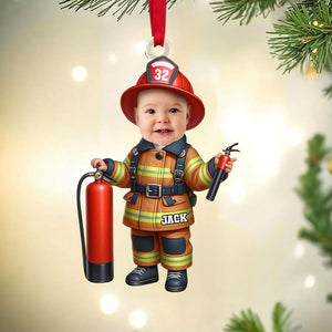 Custom Photo Gifts For Kids Christmas Ornament - Firefighter Themes-Homacus