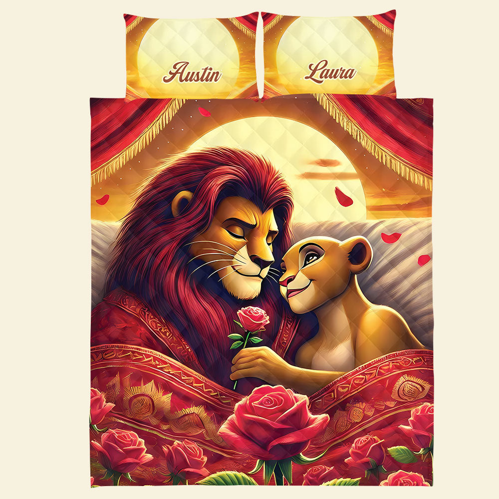 Personalized Gifts For Lion Couple Quilt Bed Set 01ohti241224-Homacus