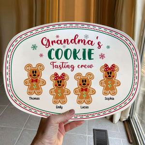 Grandma's Cookie Tasting Crew, Gift For Grandma, Personalized Resin Plate, Grandkids Gingerbread Plate, Christmas Gift 061123-Homacus