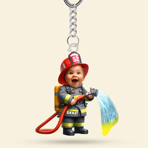 Custom Photo Gifts For Kids Keychain - Firefighter & Police Themes-Homacus