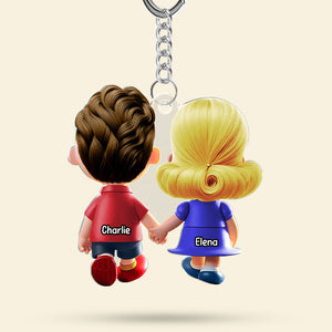 Personalized Gifts For Couple Keychain Cartoon Couple Backview 03OHTI191224-Homacus