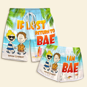 Personalized Gifts For Couple, Cute Cartoon Couple Beach Shorts 02PGTI100724HH-Homacus