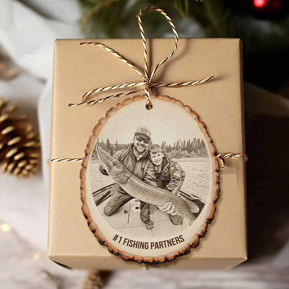 Custom Photo Engraved Effect Wood Ornament, Personalized Gifts For Fishing Lovers 04qhti071025-Homacus