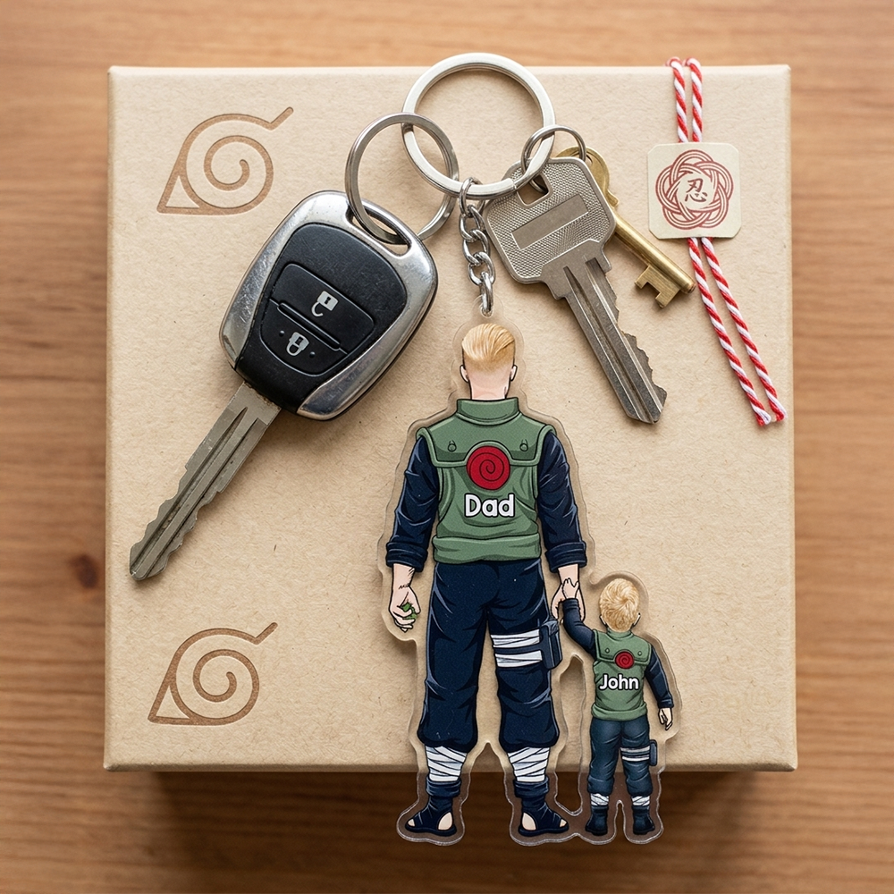 Warrior Father & Mini Ninja Keychain - Personalized Gifts For Dad 01qhhu080526-Homacus