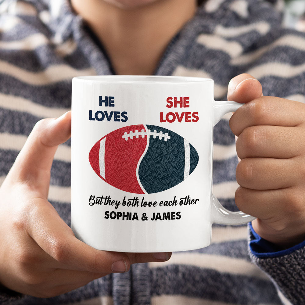 Football Couple Coffee Mug - Couple Divide - Custom Team Logo Gifts For Football Lovers-Homacus
