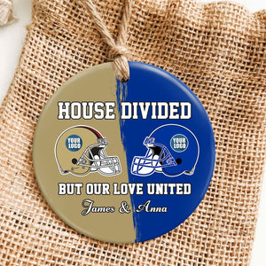 Football House Divided Ornament - Custom Team Logo Gifts For Family Football Fans-Homacus