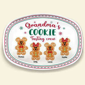 Grandma's Cookie Tasting Crew, Gift For Grandma, Personalized Resin Plate, Grandkids Gingerbread Plate, Christmas Gift 061123-Homacus