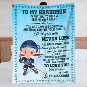 Gift For Kid, Personalized Blanket, Hockey Kid Blanket-Homacus