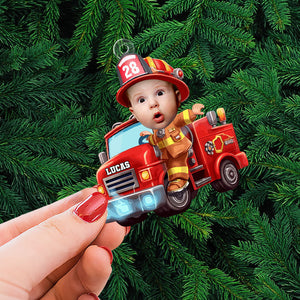 Custom Photo Gifts For Kids Christmas Ornament - Firefighter Themes-Homacus