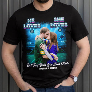 Custom Photo Gifts For Couple Shirt 04HUTI110124 Kissing Football Couple-Homacus