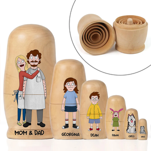 Quirky Family Wooden Nesting Dolls - Personalized Father's Day Gifts 041qhhu090426-Homacus