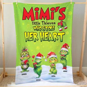 Little Thieves Who Stole Her Heart, Gift For Grandma, Personalized Blanket, Green Kid Blanket, Christmas Gift 02HTTI151123-Homacus