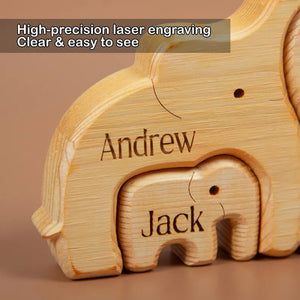 Elephant Family Wooden Puzzle Gift For Family 01acxx050525-Homacus