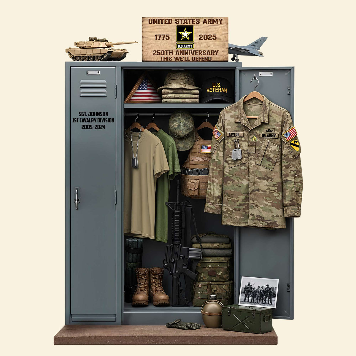 Military 250th Anniversary Personal Locker Plaque - Personalized Gifts For Veteran 05qhtn300625-Homacus