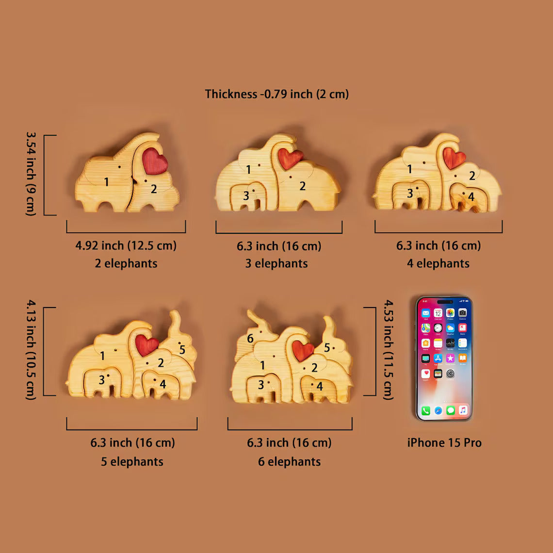 Elephant Family Wooden Puzzle Gift For Family 01acxx050525-Homacus