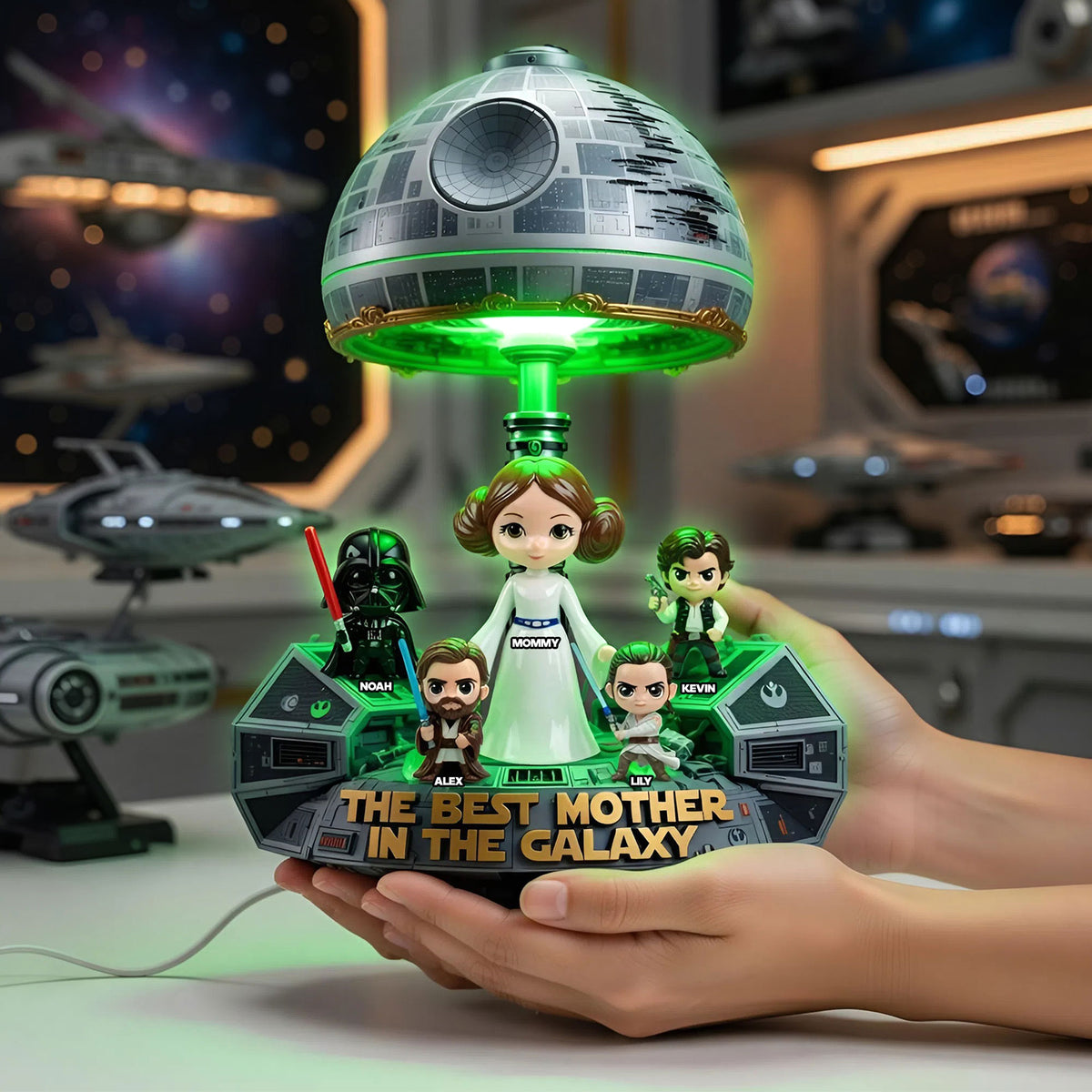 Spaceship Sci-fi Theme Mom Light Box - Personalized Gifts For Mother's Day Acrylic Light Box 02OHTI140426-Homacus