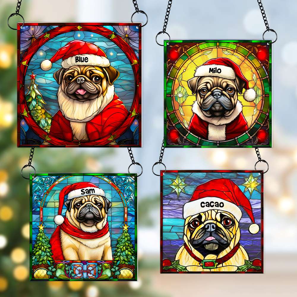 Pug Dog Christmas Acrylic Suncatcher Ornament 04HUMH100924 Gifts For Dog Mom Or Dog Dad-Homacus