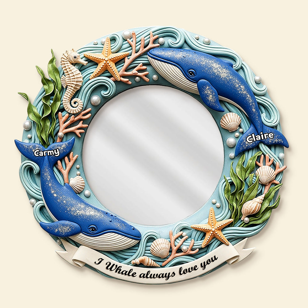 Old Whale Couple Custom Shaped Mirror - Personalized Gifts For Couple 02PAMG010825-Homacus