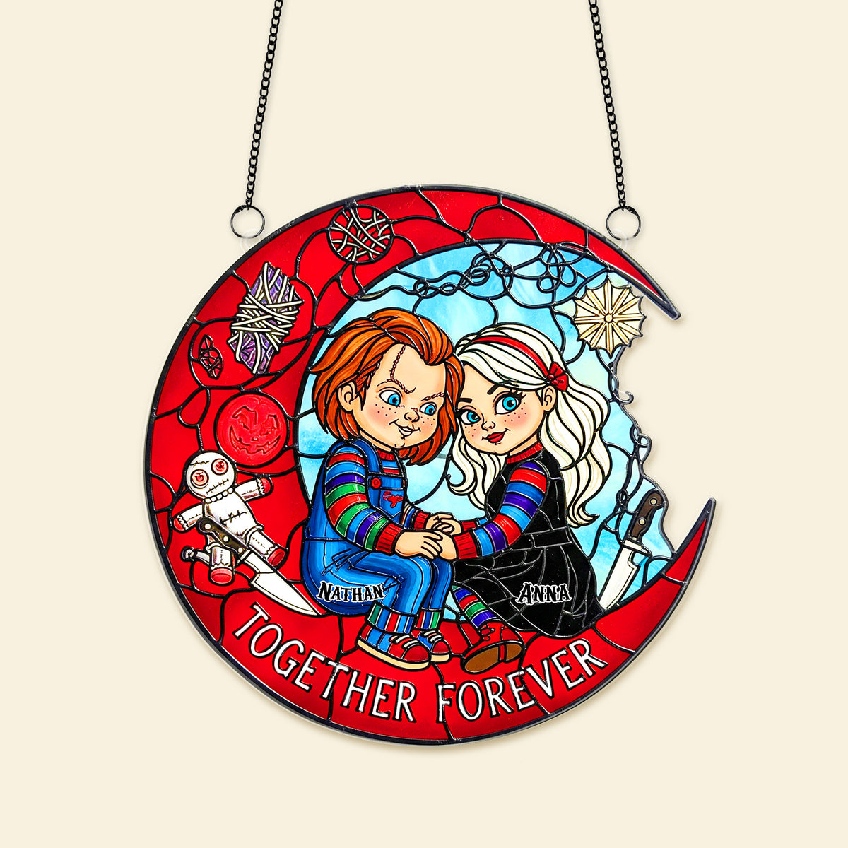 Horror Couple Suncatcher Ornament - Personalized Gifts For Couple 02HUMG110825-Homacus