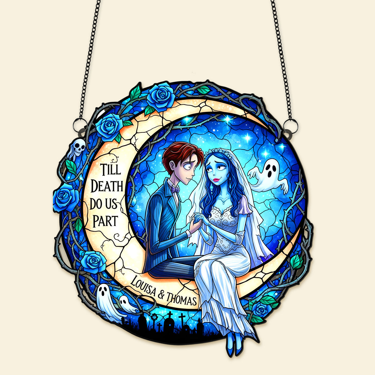 Till Death Do Us Part Suncatcher Ornament Personalized Gifts For Couple 05HUMG080825-Homacus