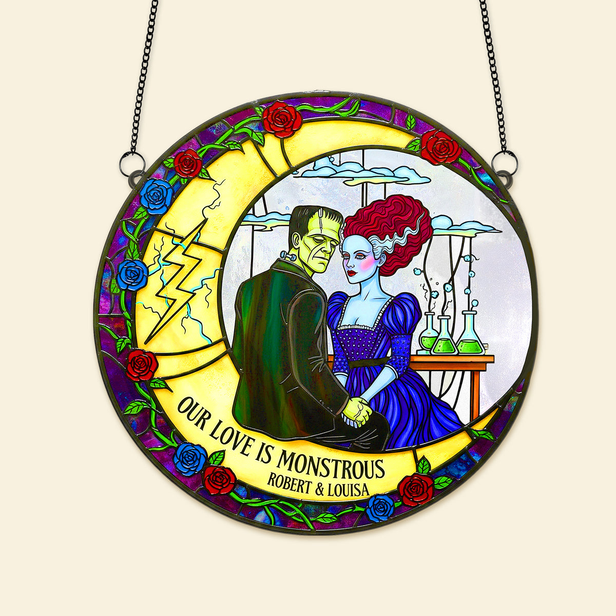 Spooky Couple Suncatcher Ornament - Personalized Gifts For Couple 01HUMG090825-Homacus