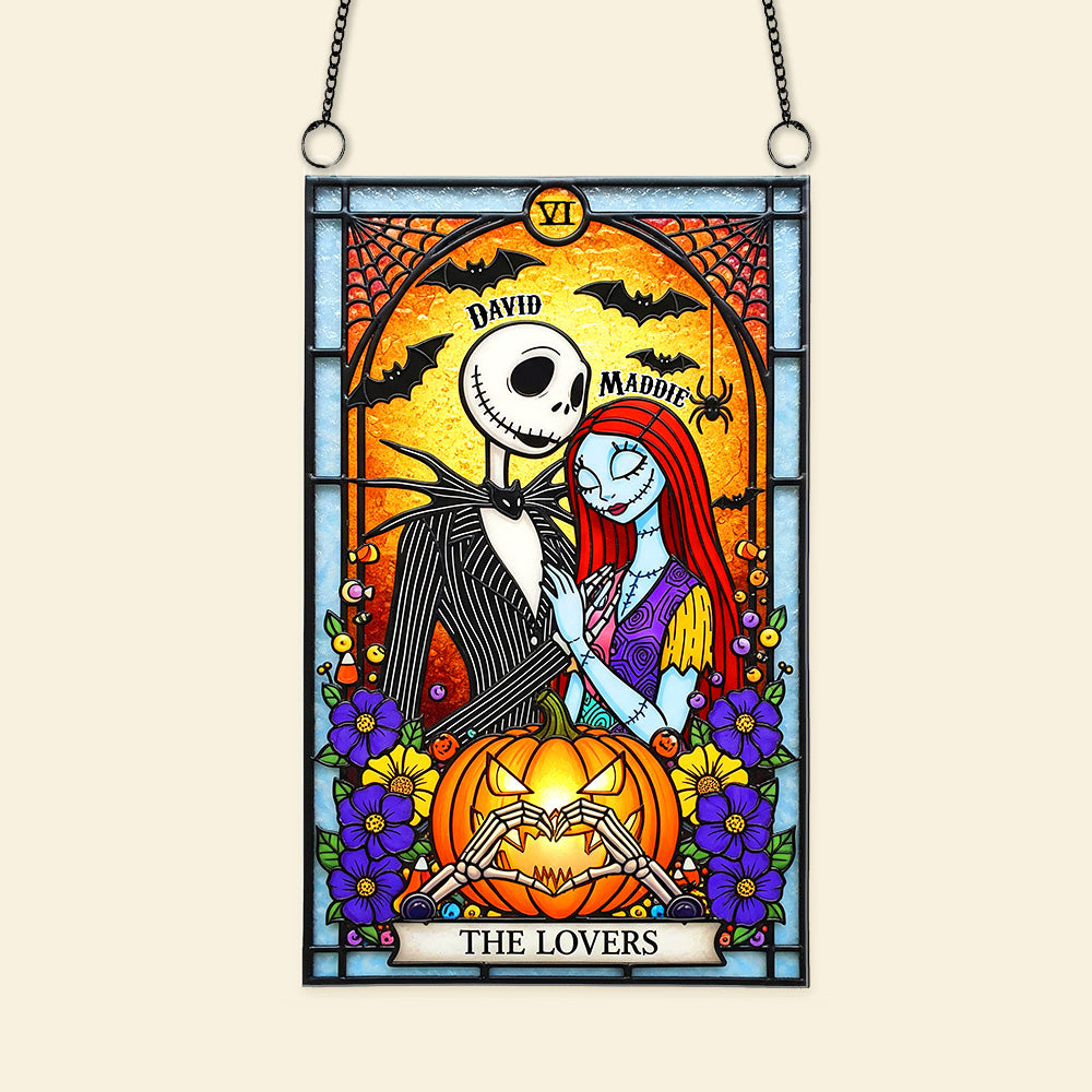 Gothic Card The Lovers Suncatcher For Halloween Decor, Personalized Gifts For Couple 05QHMG090825-Homacus
