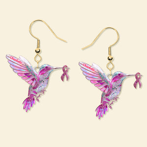 Personalized Gifts For Her, Hummingbird Breast Cancer Earrings 02tgmg280825-Homacus