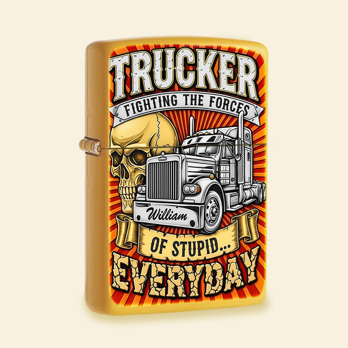 Fighting The Forces Of Stupid - Skull and Trucker Lighter - Personalized Gift For Truck Driver-Homacus