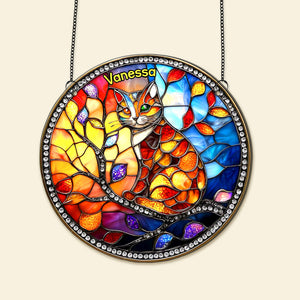 Colorful Cat Stained Glass - Personalized Gifts For Cat Lovers 02humg150825-Homacus