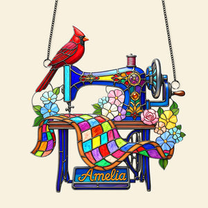 Sewing Machine Suncatcher Ornament - Personalized Gifts For Heaven Memorial 03OHMG060825-Homacus