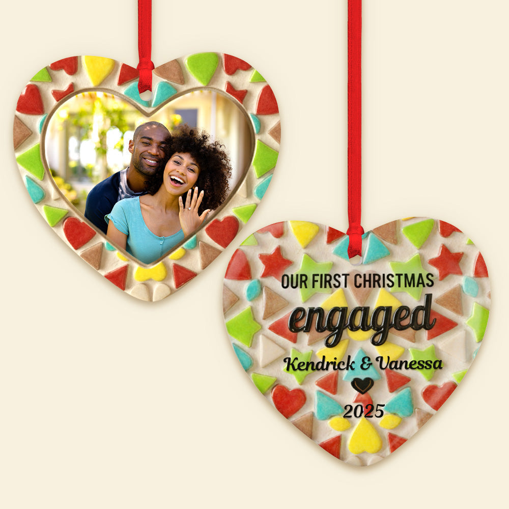 First Christmas Engaged Ornament, Personalized Gifts For Couple 01qhmg030925-Homacus