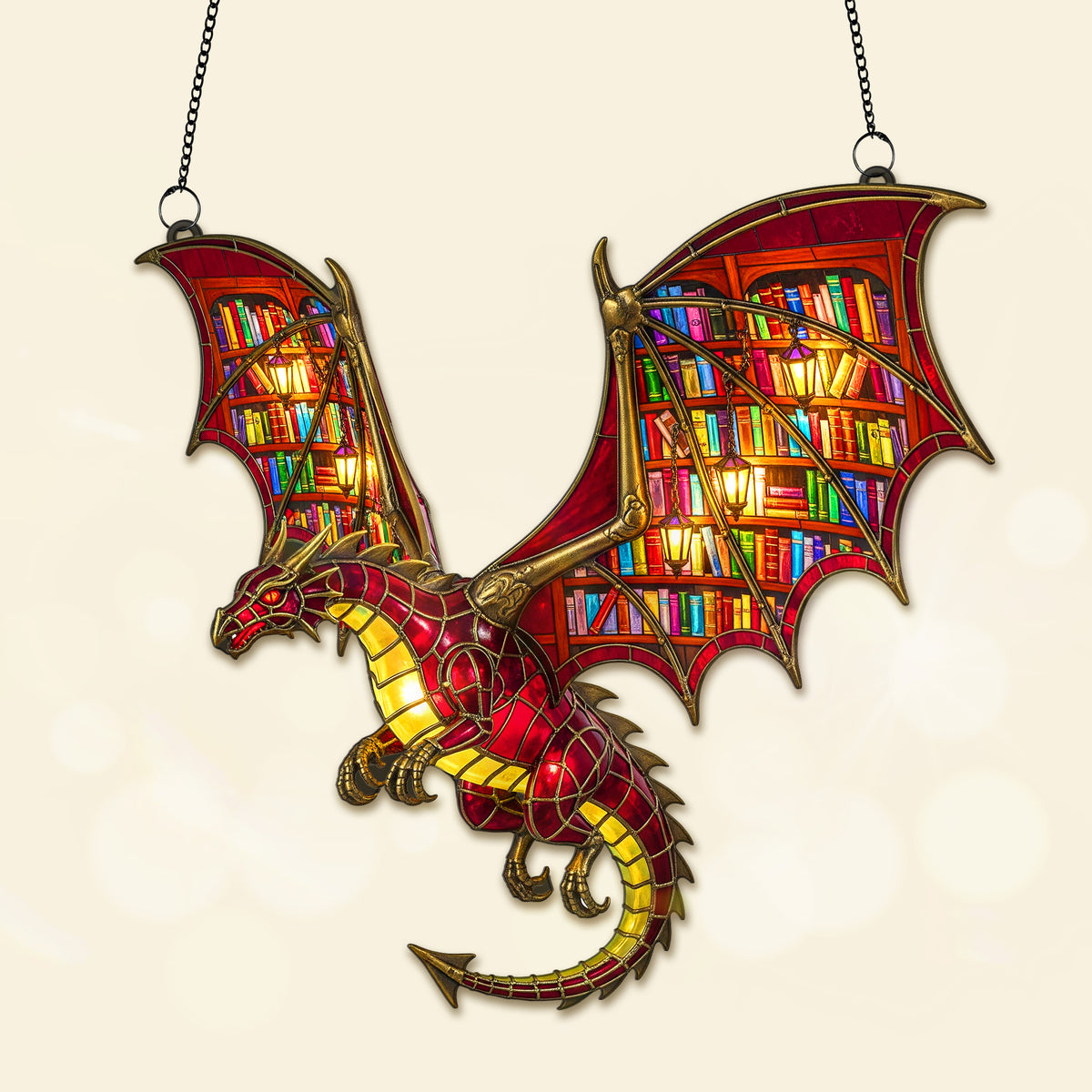 Book Lover Dragon Suncatcher Ornament - Personalized Gifts For Book Lover 04NAMG140825-Homacus